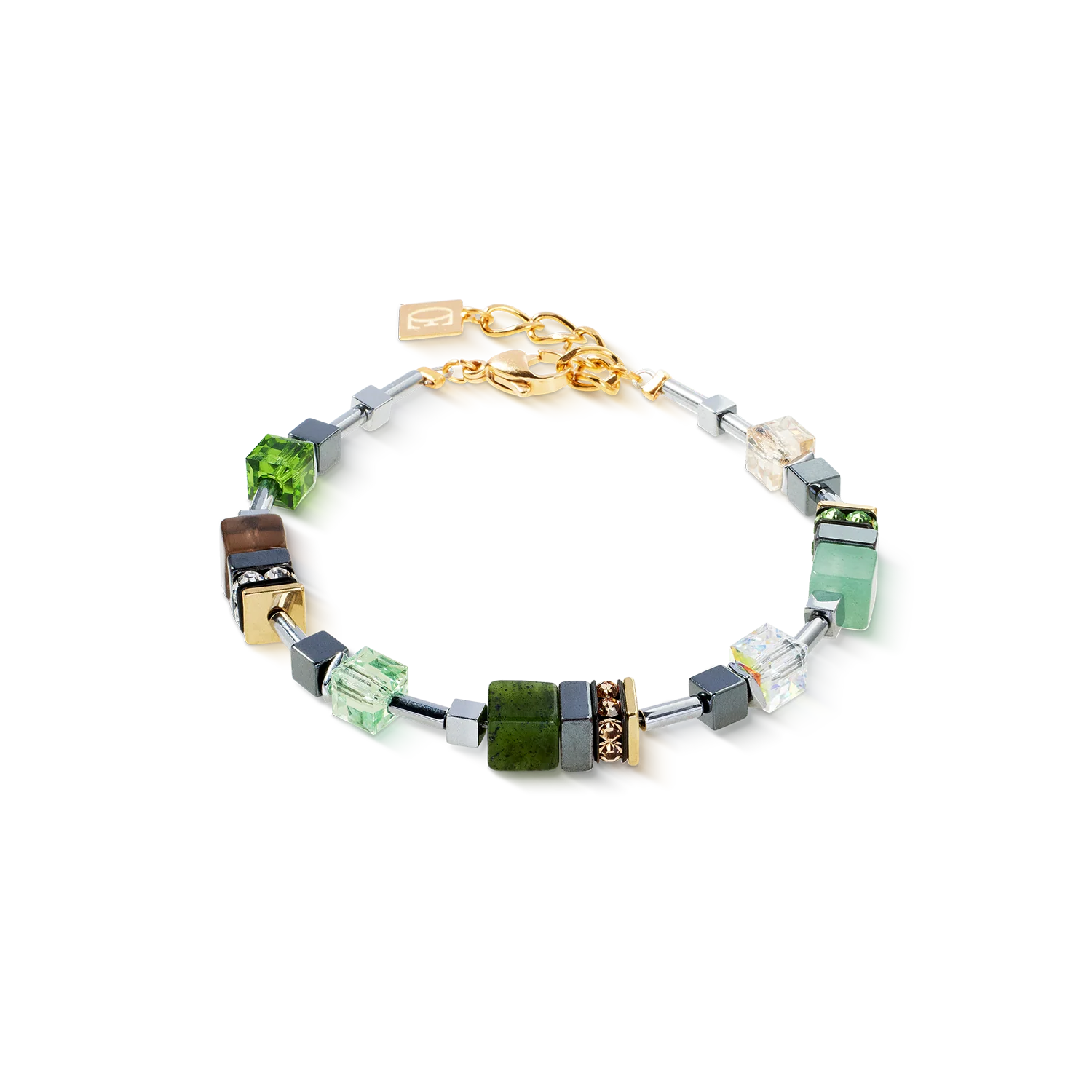 COEUR DE LION GeoCUBE Precious Motion Forest Light Gold Armband