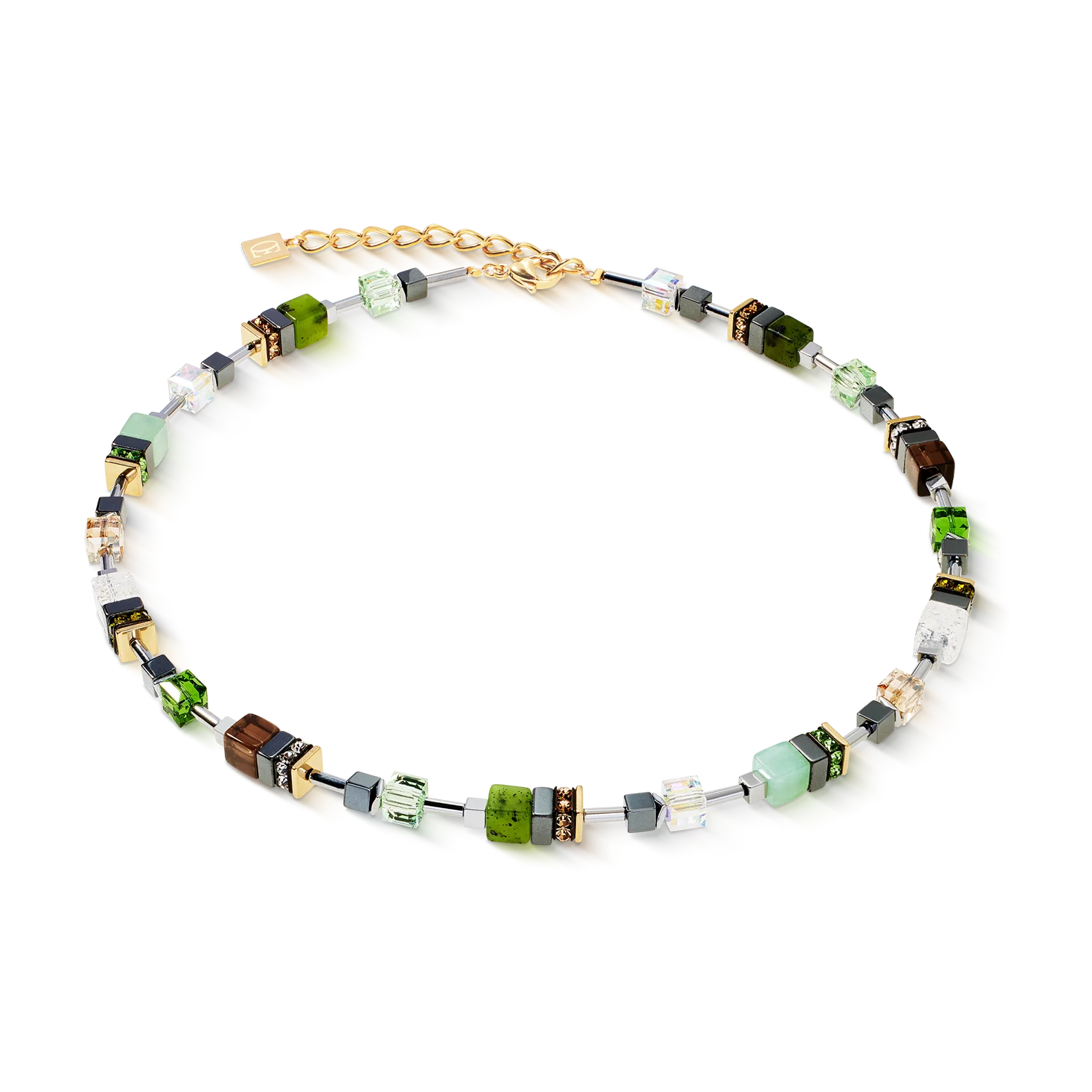 COEUR DE LION GeoCUBE Precious Motion Forest Light Gold Halsband