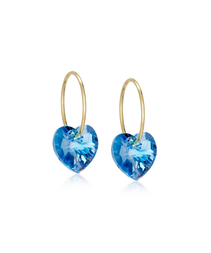 Blomdahl GT Ear Ring 14 mm Heart Aquamarine Örhänge