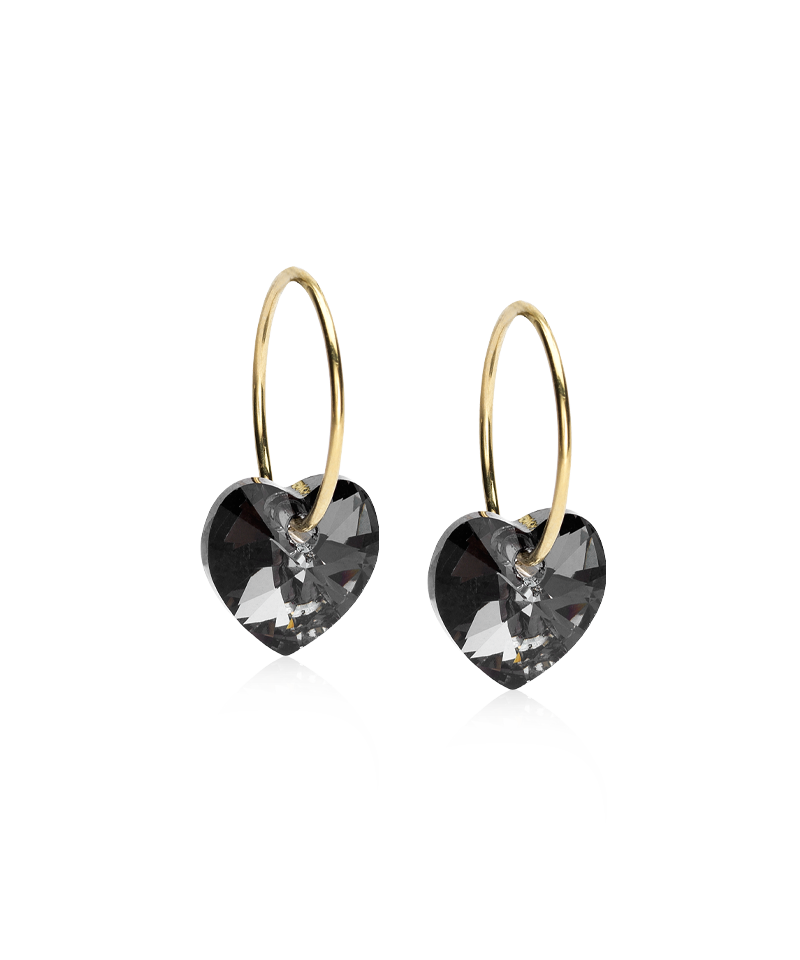 Blomdahl GT Ear Ring 14 mm Heart Black Diamond Örhänge